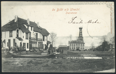 17083 Gezicht op de huizen Aprica en Kathinka (Prinsenlaan 3/Wilhelminalaan 7) te De Bilt , met op de achtergrond het ...